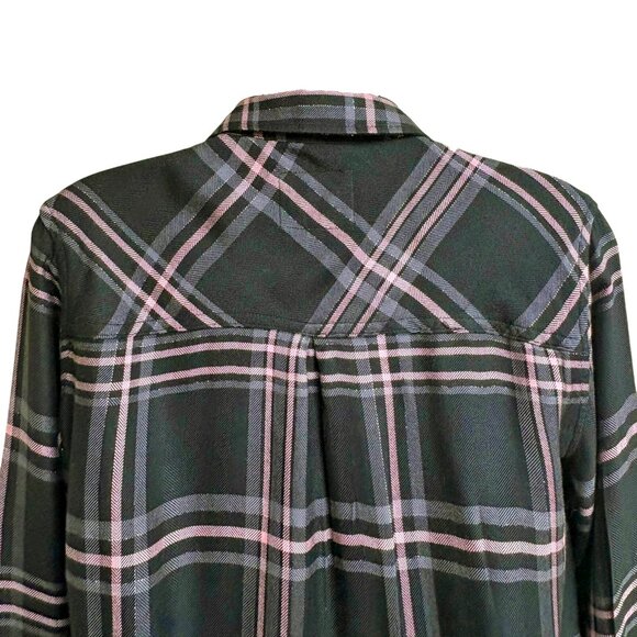 Rails Hunter Onyx Blush Slate Plaid Rayon Metallic Relaxed Fit Button Down Shirt - Picture 5 of 10